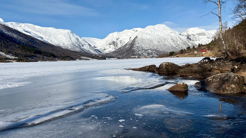 Day, Natural landscape, Winter, Lake view, Mountain view