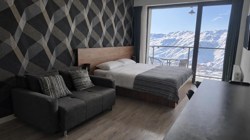 Bed, Natural landscape, Bedroom, Mountain view