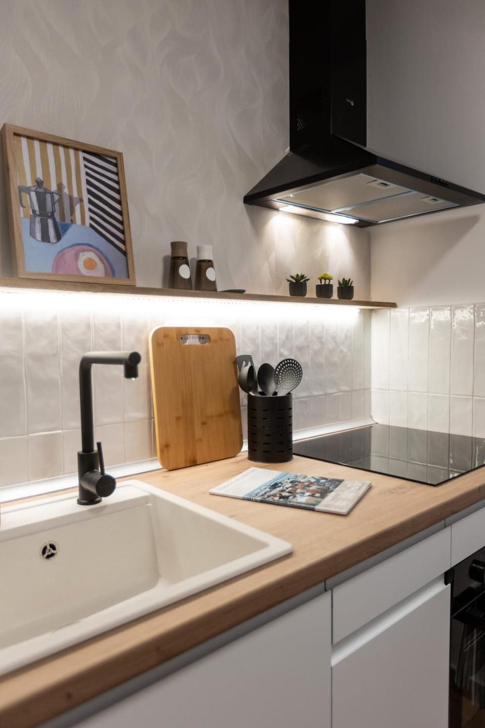 Kitchen or kitchenette, stove, kitchen