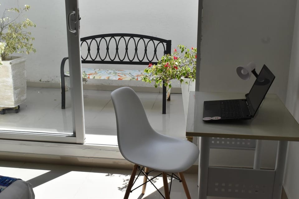 Garden, fireplace, air conditioner