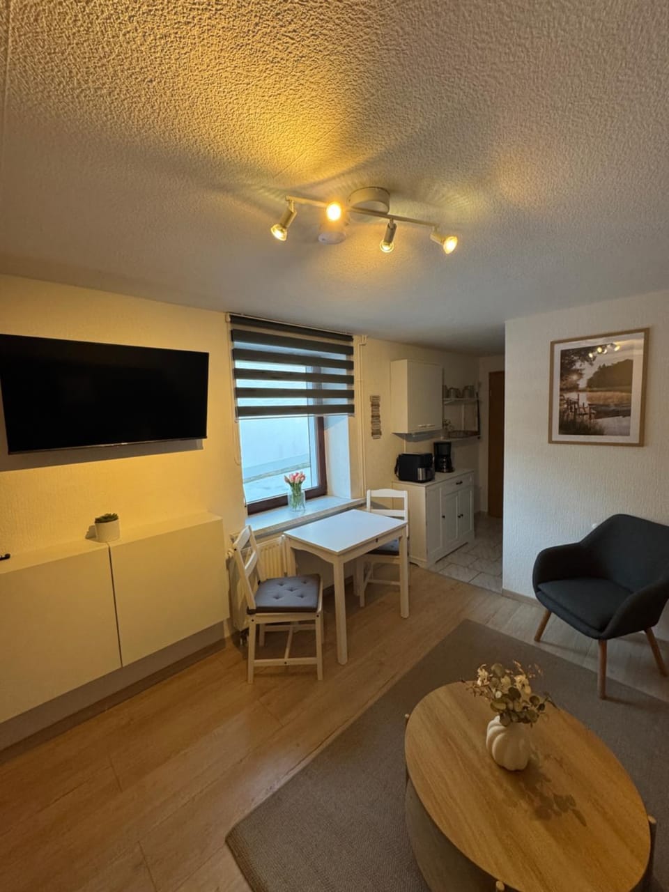 TV and multimedia, Kitchen or kitchenette, Living room, Seating area, Dining area