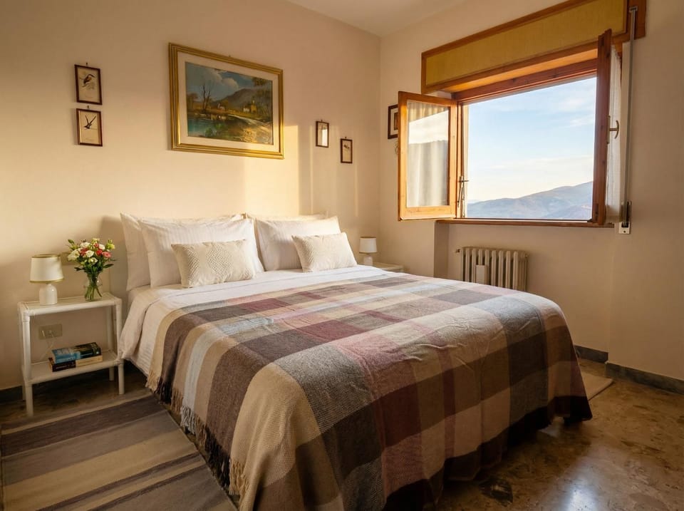 Bed, Bedroom, Mountain view