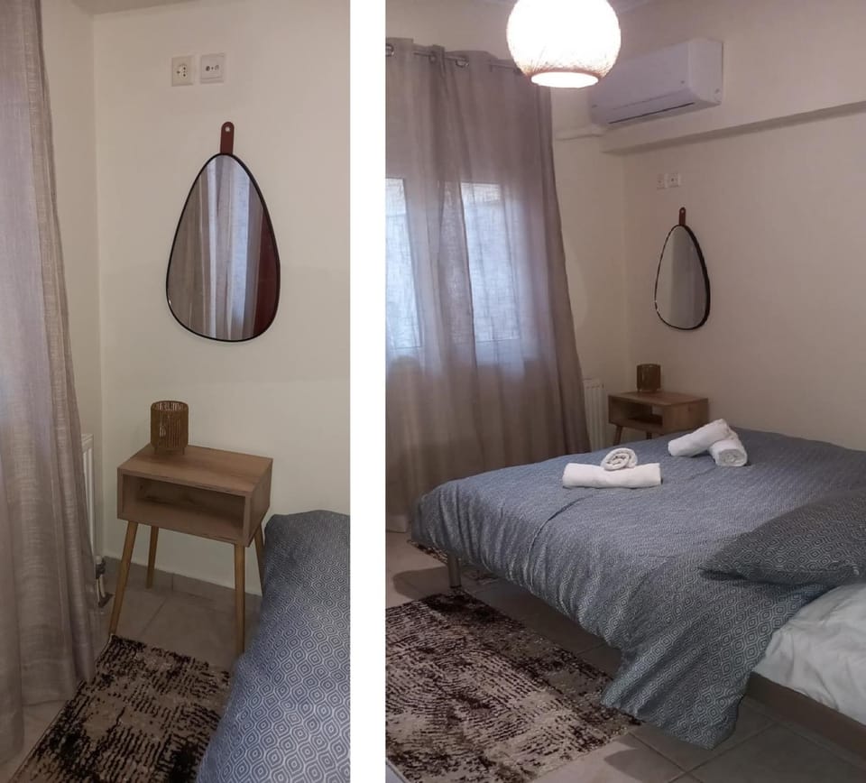 Bed, Bedroom, towels, wardrobe, air conditioner