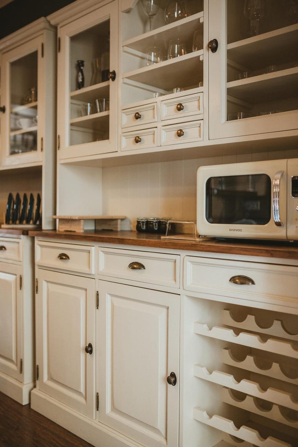 Kitchen or kitchenette, microwave