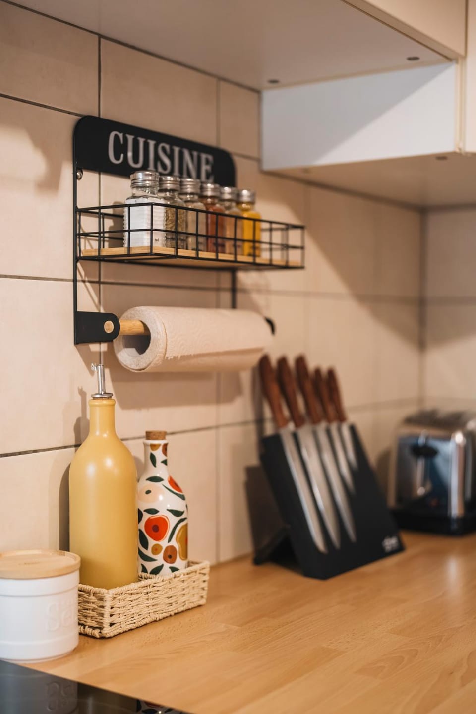 Kitchen or kitchenette, stove