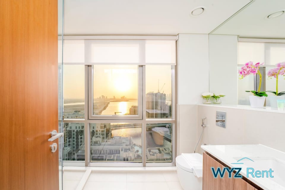 Bathroom, View (from property/room), Sunset