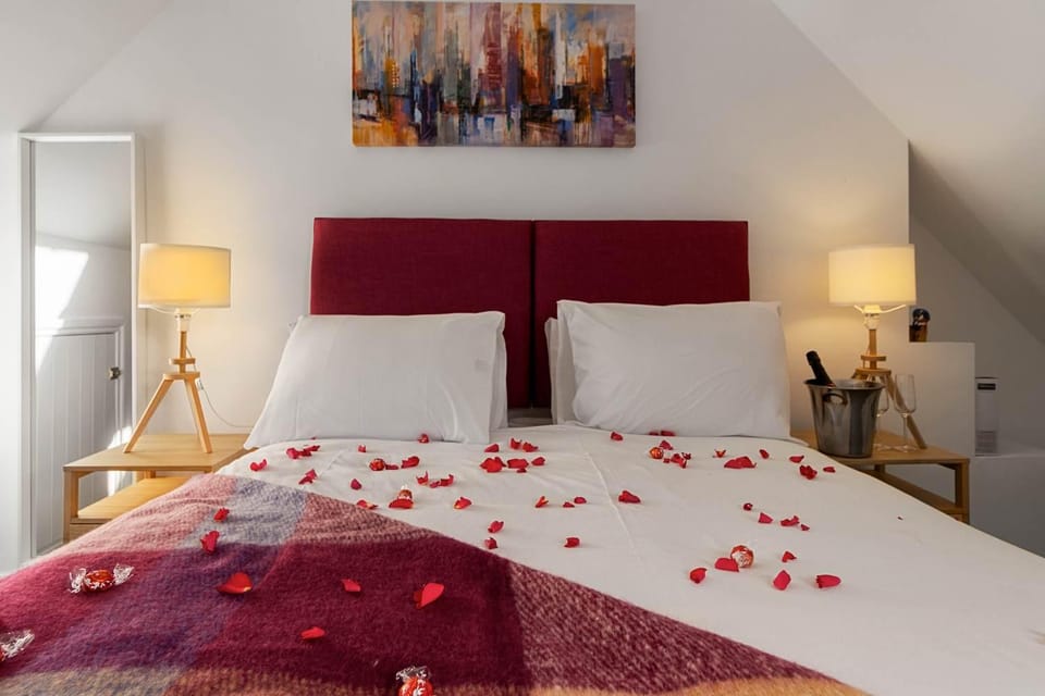 Bed, Decorative detail, Bedroom, River view