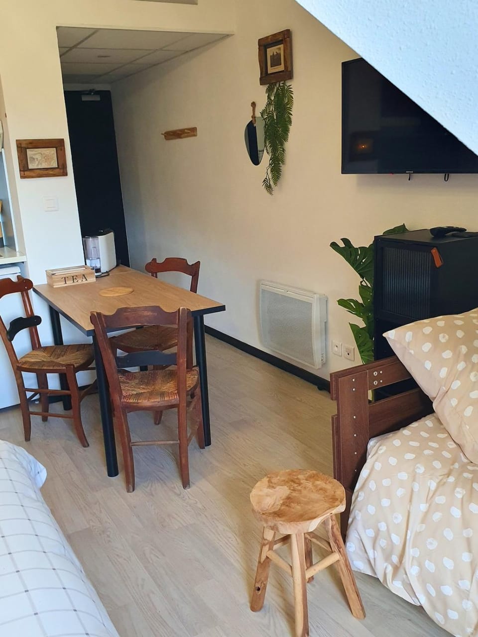 Bed, Kitchen or kitchenette, Living room, Photo of the whole room, Dining area