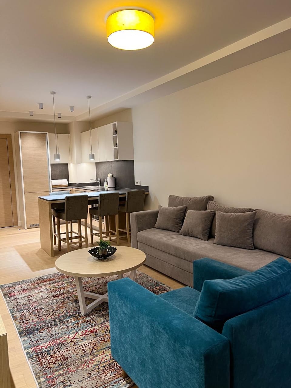 Kitchen or kitchenette, Living room, Seating area