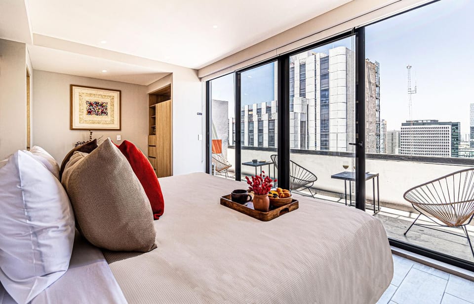 View (from property/room), Balcony/Terrace, Photo of the whole room, Bedroom