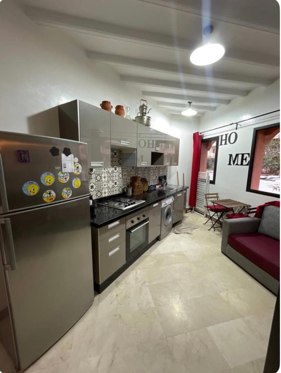 Kitchen or kitchenette, oven, stove