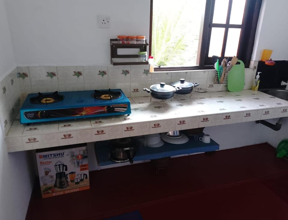 Kitchen or kitchenette, stove