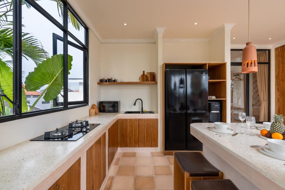 Kitchen or kitchenette, stove