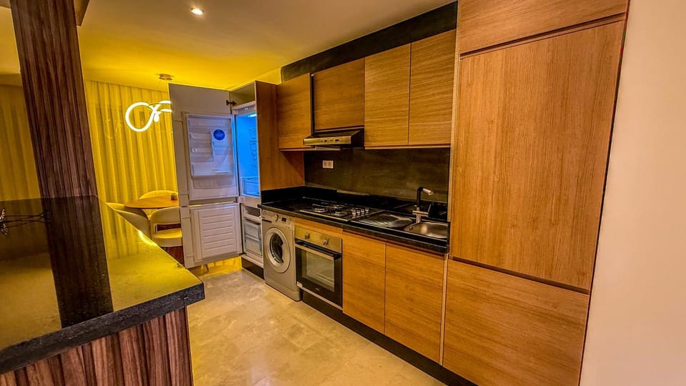 Kitchen or kitchenette, oven, washing machine, kitchen
