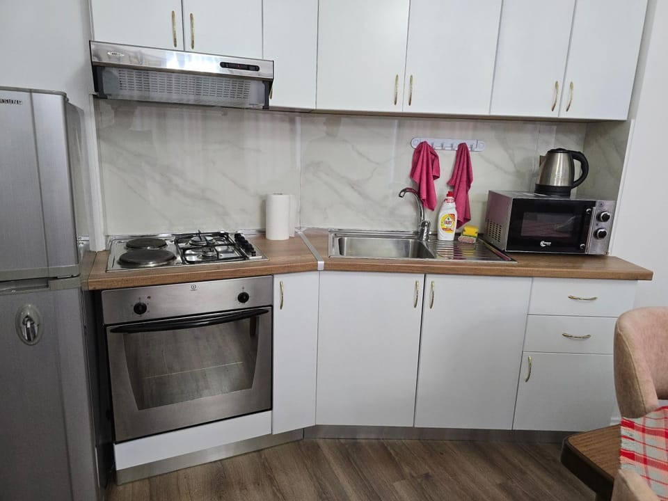 Kitchen or kitchenette, oven, stove