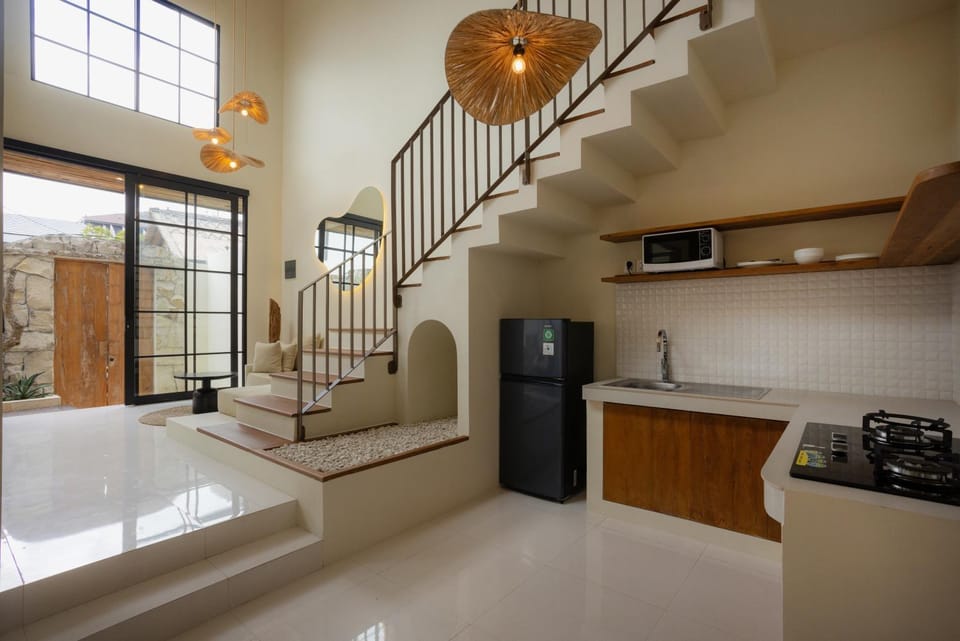 Kitchen or kitchenette, stove