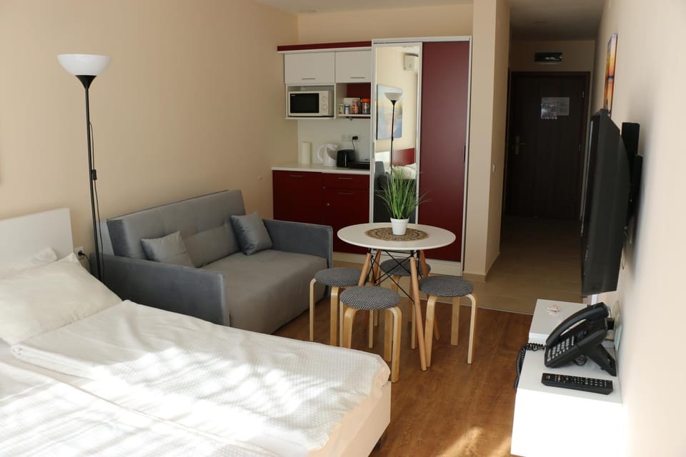 Bed, TV and multimedia, Kitchen or kitchenette, Photo of the whole room
