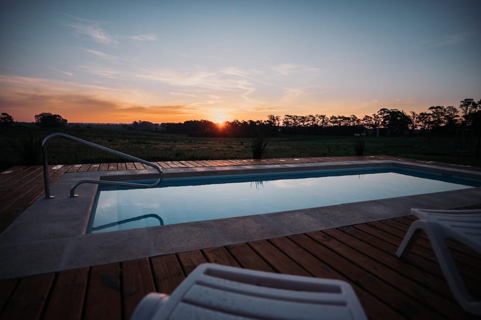 Swimming pool, Swimming pool, Sunset, sunbed