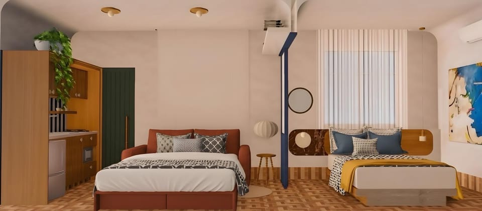 Communal lounge/ TV room, Bed, Living room, Photo of the whole room, Bedroom