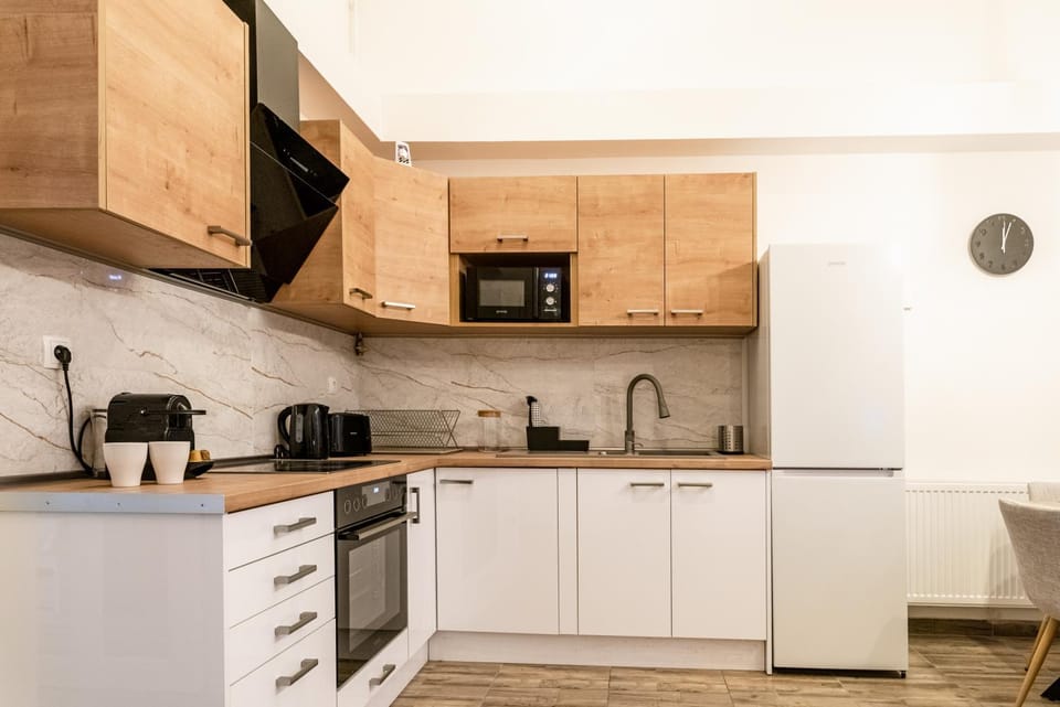 Kitchen or kitchenette, oven, stove, toaster