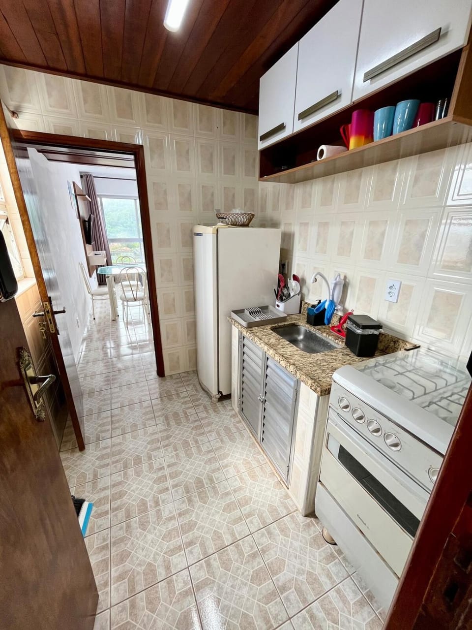 Kitchen or kitchenette, stove