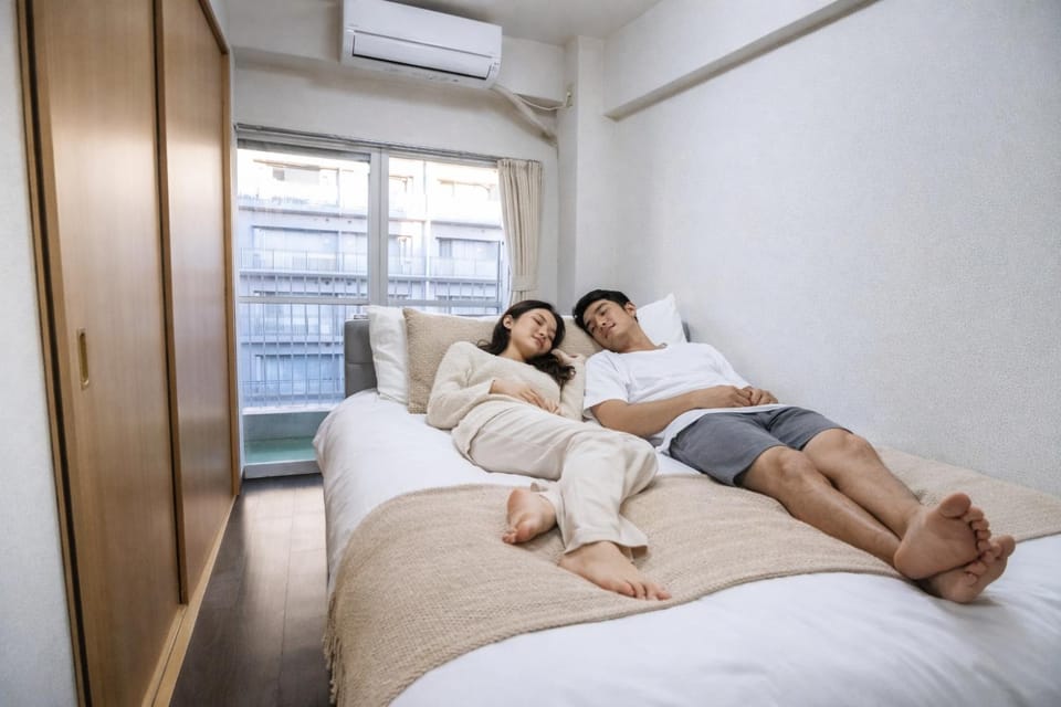 Bed, Photo of the whole room, Bedroom, air conditioner