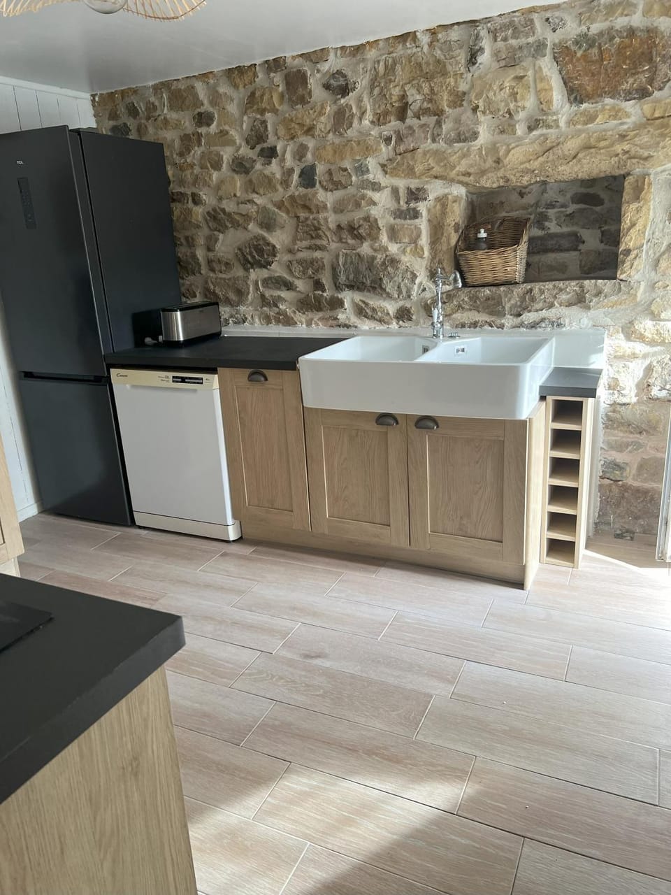 Kitchen or kitchenette, oven, stove