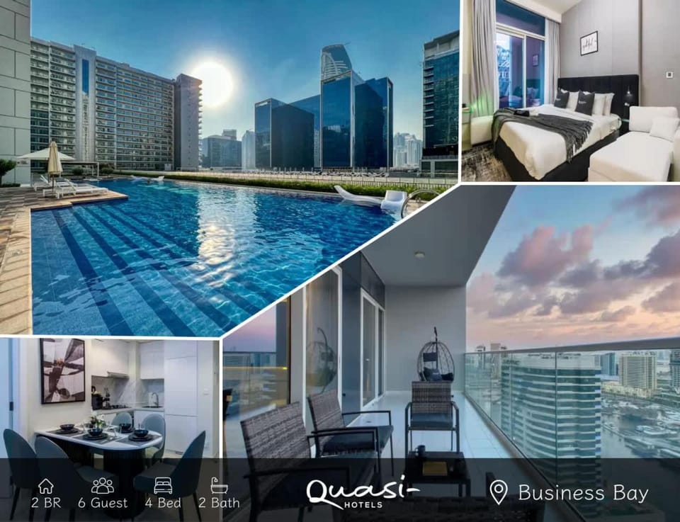 Bed, Bedroom, City view, Swimming pool, sunbed