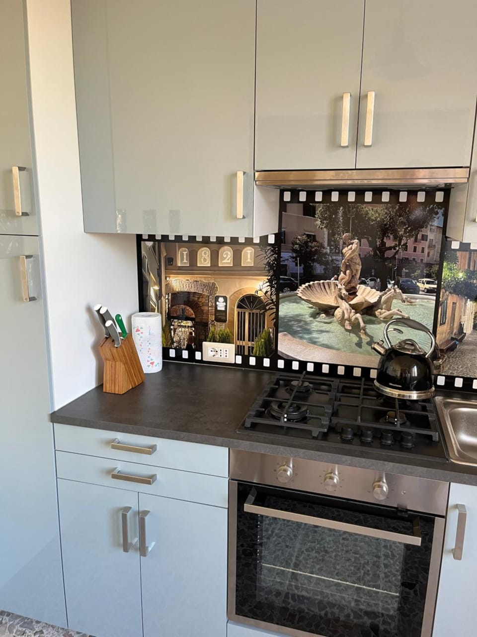 Kitchen or kitchenette, stove