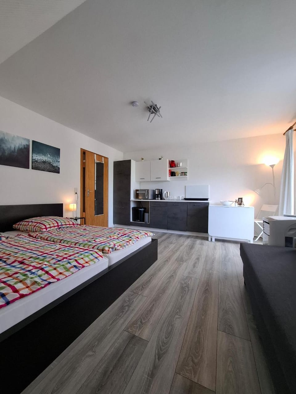 Bed, Kitchen or kitchenette, Photo of the whole room, Bedroom