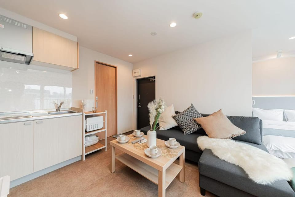 Kitchen or kitchenette, Living room, Seating area