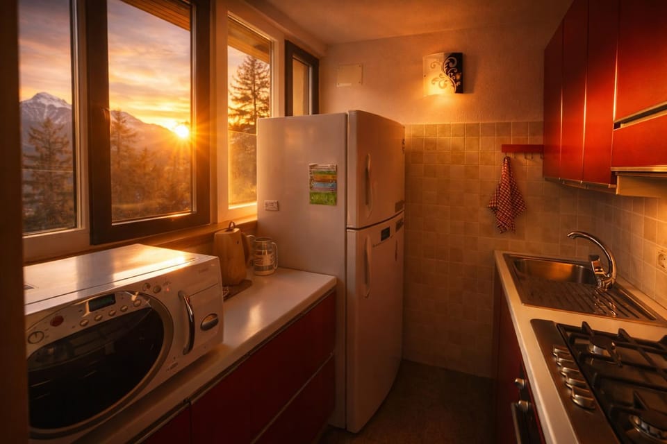 Kitchen or kitchenette, dishwasher, oven, stove