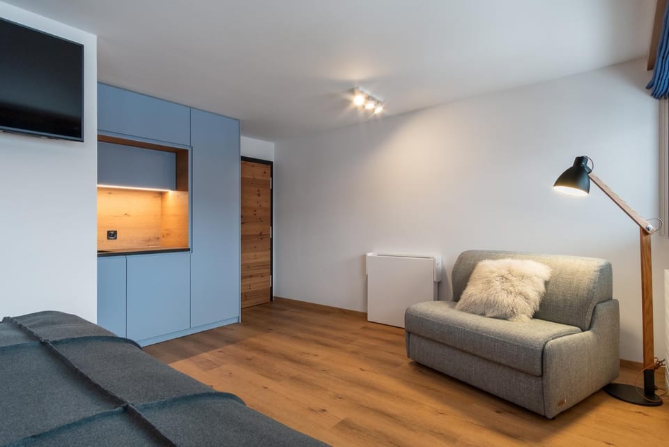 Bed, TV and multimedia, Kitchen or kitchenette, Photo of the whole room, Seating area, Bedroom