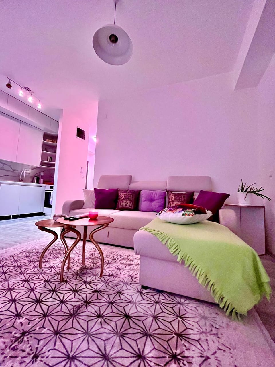 Bed, Living room, Seating area