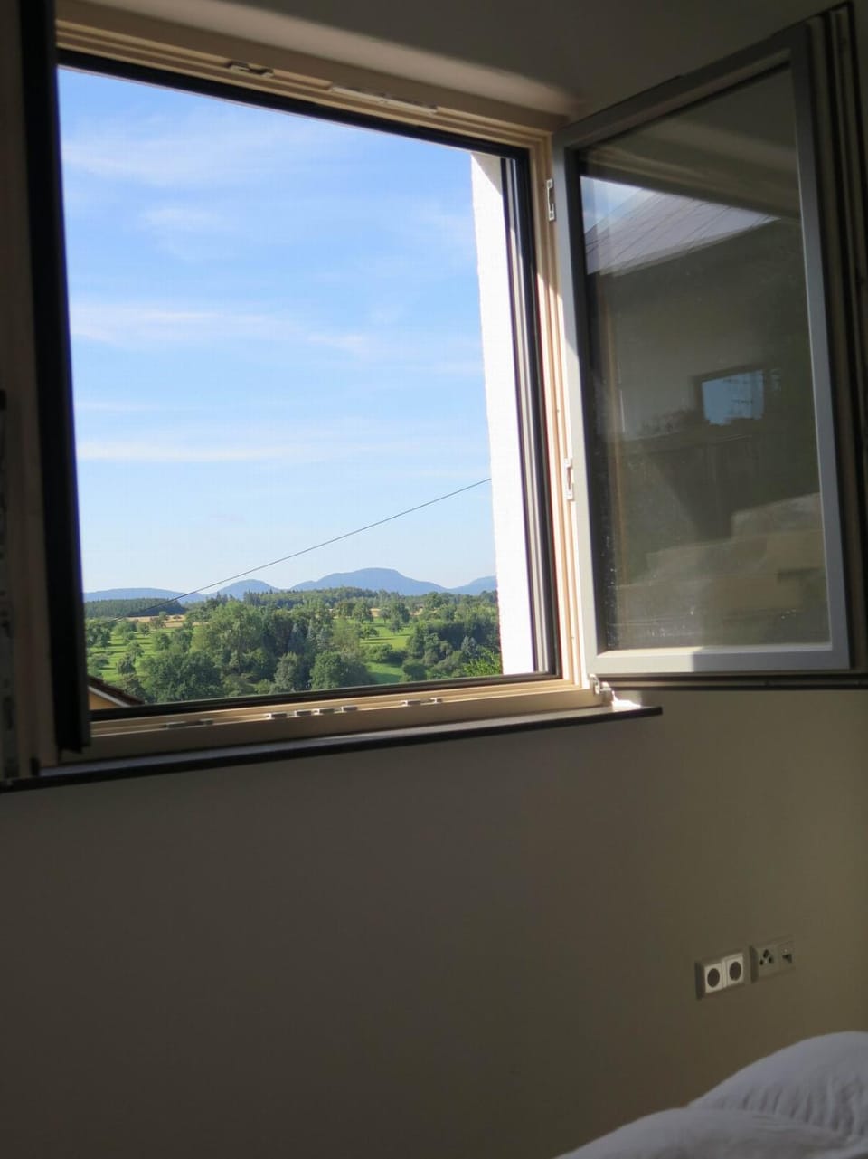 Bed, Natural landscape, Bedroom, Mountain view