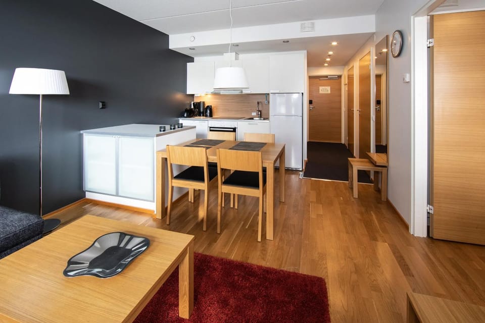 Kitchen or kitchenette, Living room, Dining area