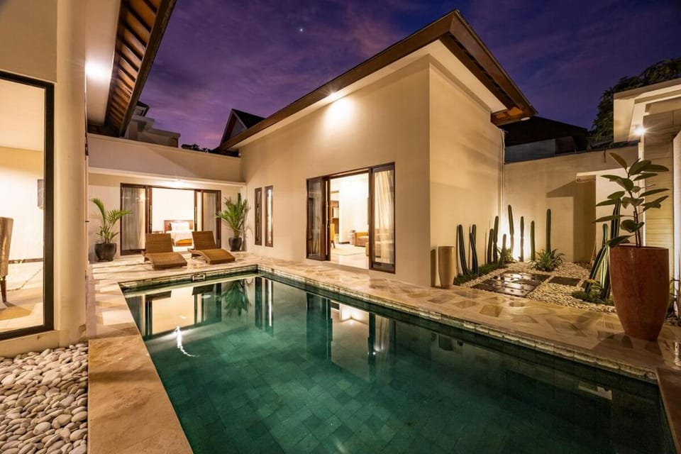 Night, Pool view, sunbed