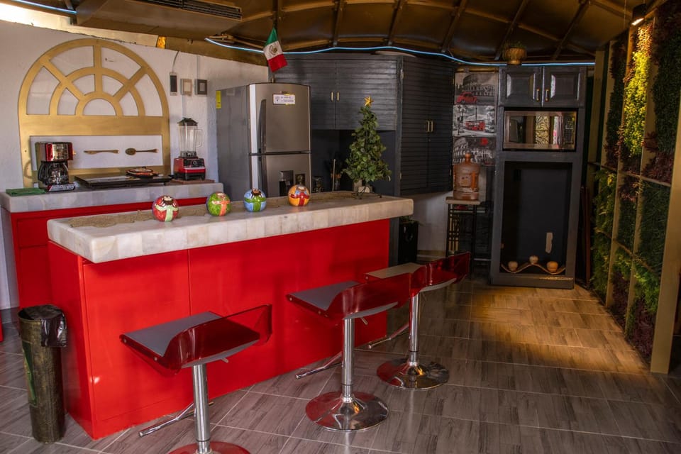 Kitchen or kitchenette, microwave