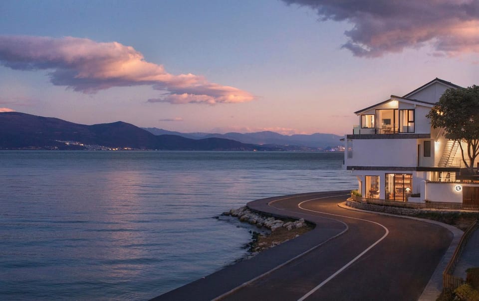 Property building, Natural landscape, Lake view, Mountain view