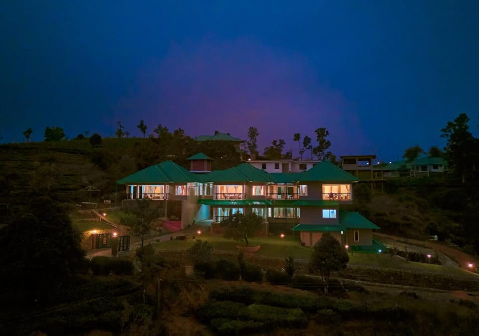 Property building, Night, Garden, Garden view