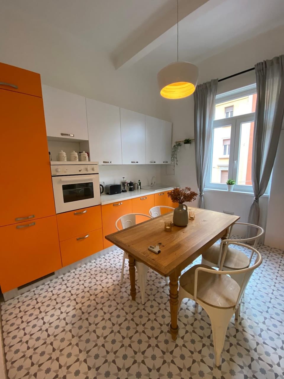 Kitchen or kitchenette, stove