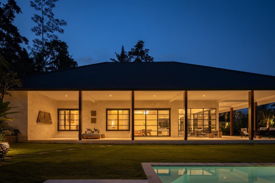 Property building, Night, Garden view