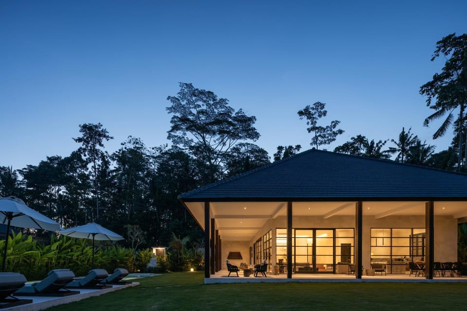 Property building, Night, Garden