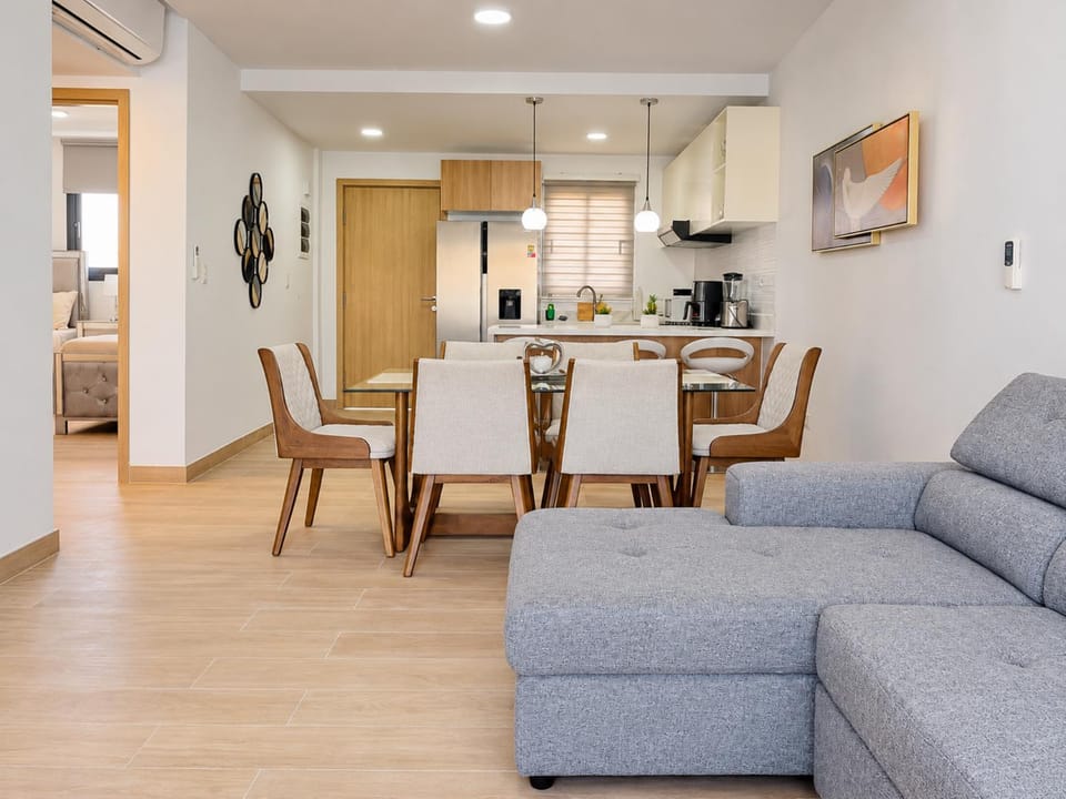 Bed, Living room, Dining area