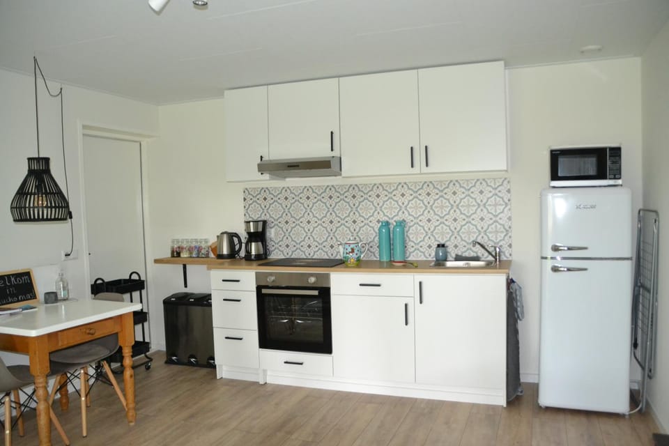 Coffee/tea facilities, Kitchen or kitchenette, oven, stove