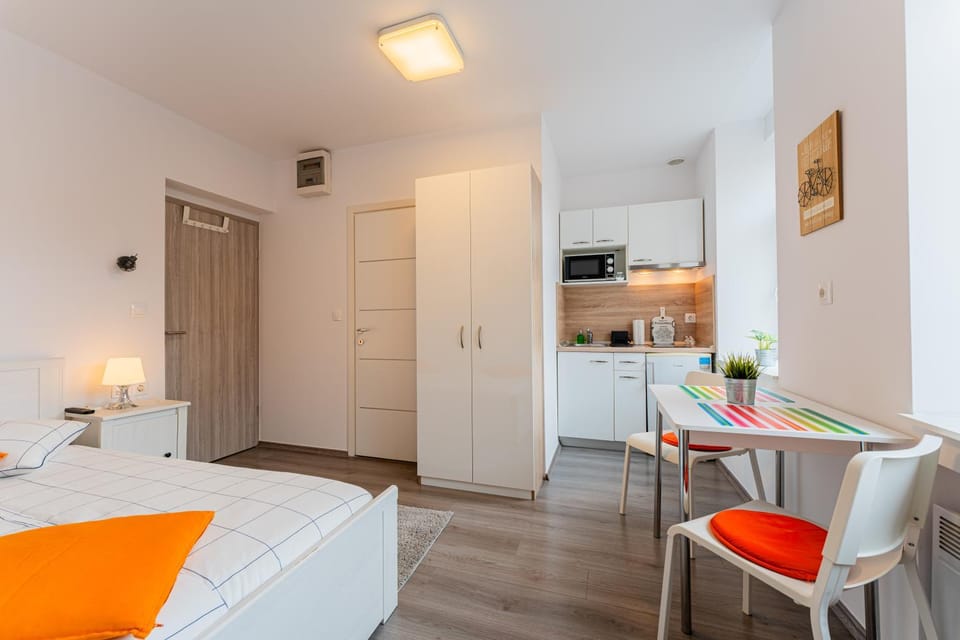 Bed, Kitchen or kitchenette, Living room, Photo of the whole room, Seating area, Dining area, Bedroom, stove
