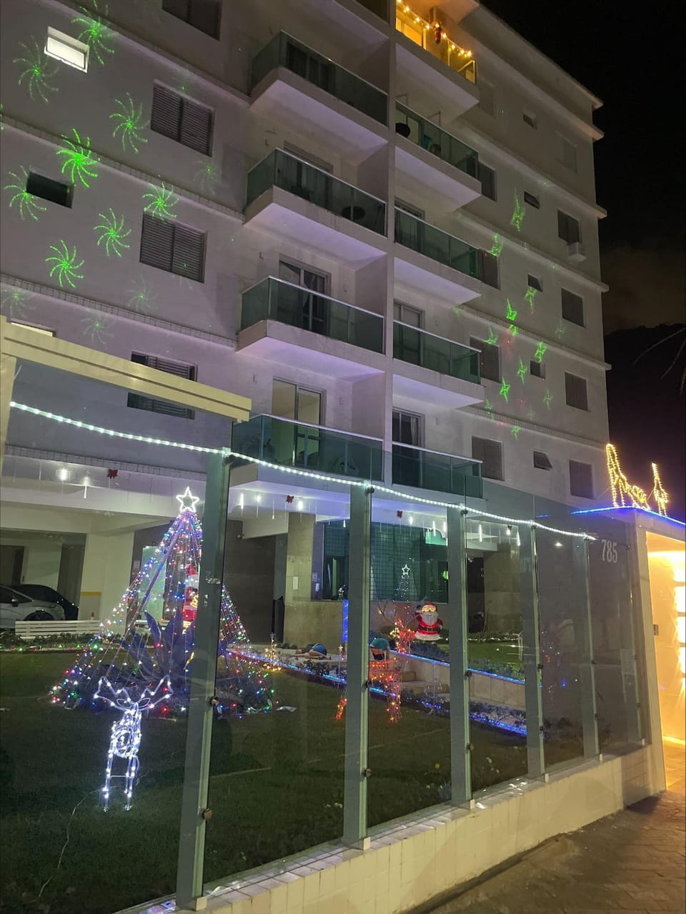 Property building, Night, Garden