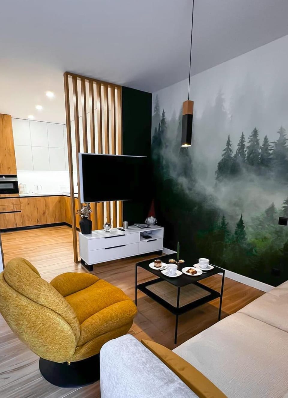 Kitchen or kitchenette, Living room, Photo of the whole room, Seating area