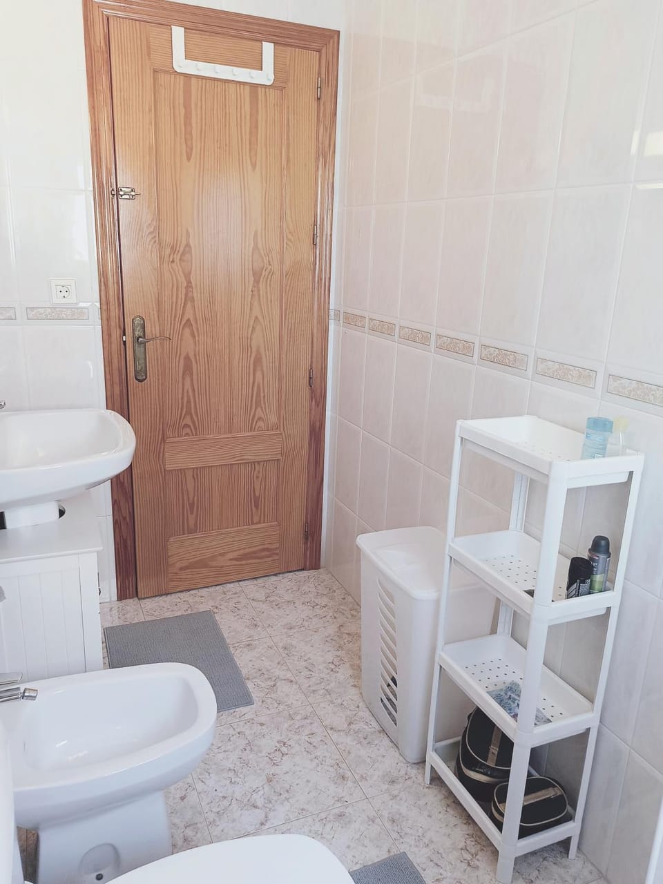 Toilet, Bathroom, hair dryier, towels