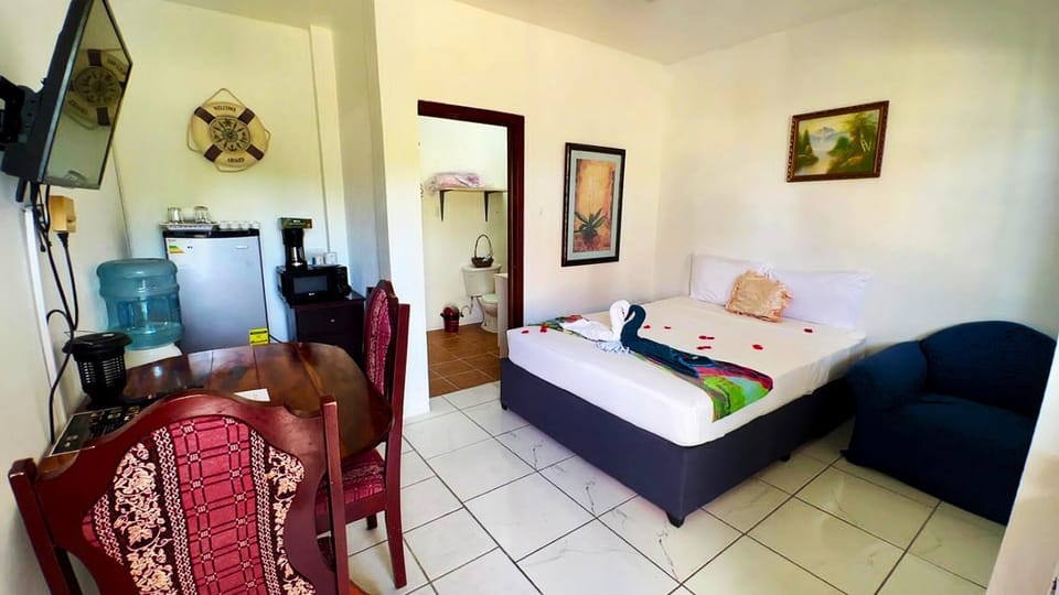 Toilet, Bed, Bathroom, TV and multimedia, Coffee/tea facilities, Kitchen or kitchenette, Living room, Photo of the whole room, Seating area, Dining area, Bedroom, microwave, towels